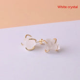 Gold-plated Four-claw Stone Rough Stone Stud Earrings For Women - CRYSTALOIL