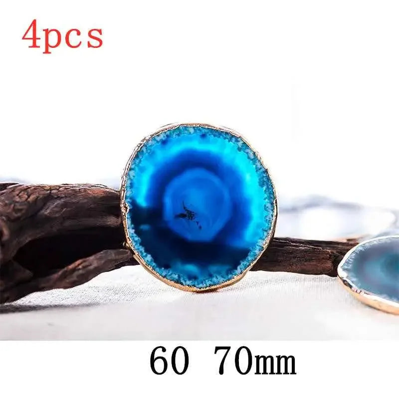 Set of Natural rough stone agate piece coaster, showcasing the raw beauty of agate. - CRYSTALOIL