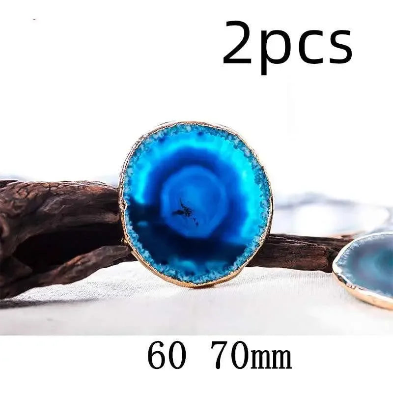 Set of Natural rough stone agate piece coaster, showcasing the raw beauty of agate. - CRYSTALOIL