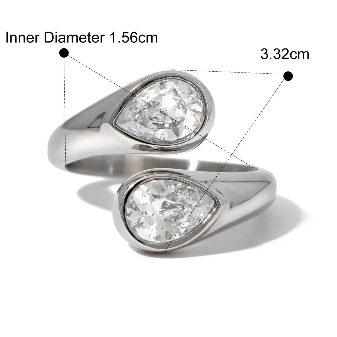 18K gold fashionable personality asymmetrical teardrop-shaped gemstone design ring - CRYSTALOIL