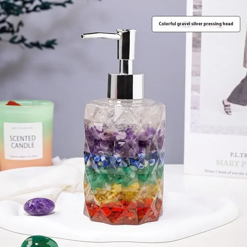 Natural Crystal Tumble Stones Soap Storage Bottle - CRYSTALOIL