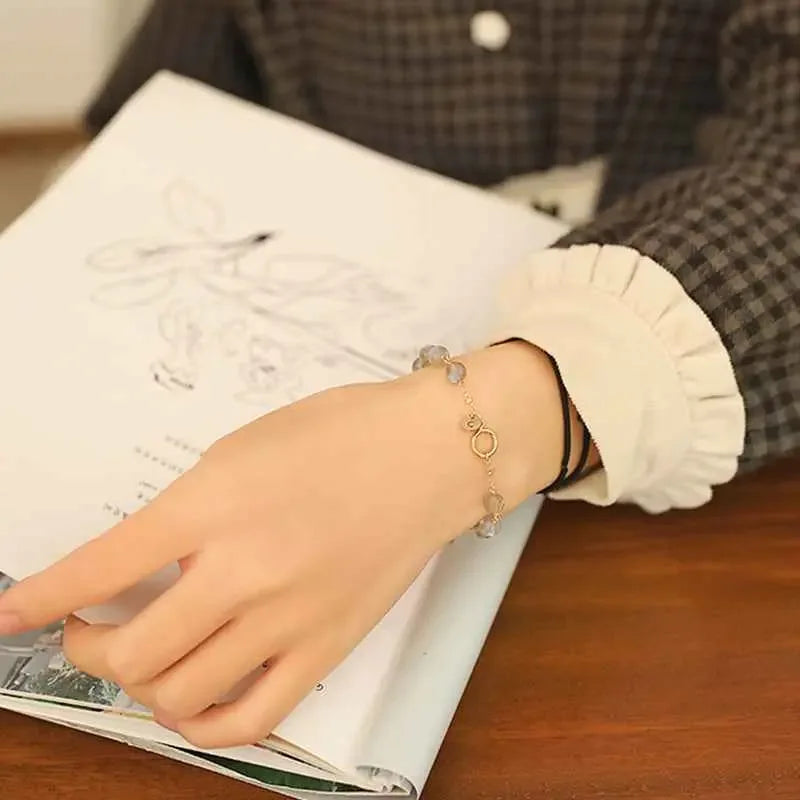 Strawberry Gold Aquamarine Bracelet - Elegant Handmade Jewelry for Women - CRYSTALOIL