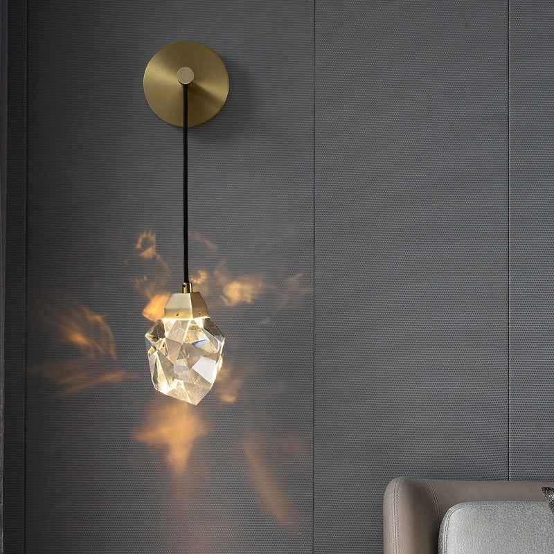 Light Luxury Crystal Modern Living Room Background Copper Wall Lamp, Illuminate your modern living space with our Light Luxury Crystal Copper Wall Lamp - CRYSTALOIL