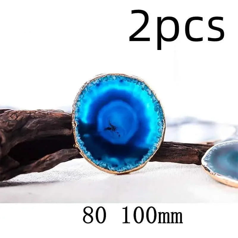 Set of Natural rough stone agate piece coaster, showcasing the raw beauty of agate. - CRYSTALOIL