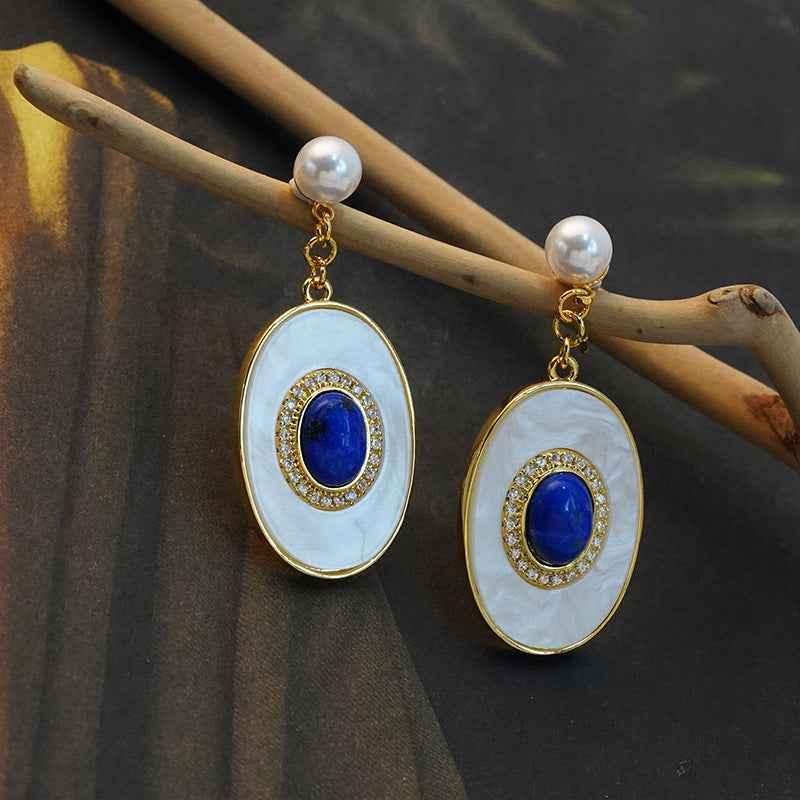S925 Sterling Silver Lapis Lazuli Pendant Jewelry Inlaid with Natural Stone - CRYSTALOIL