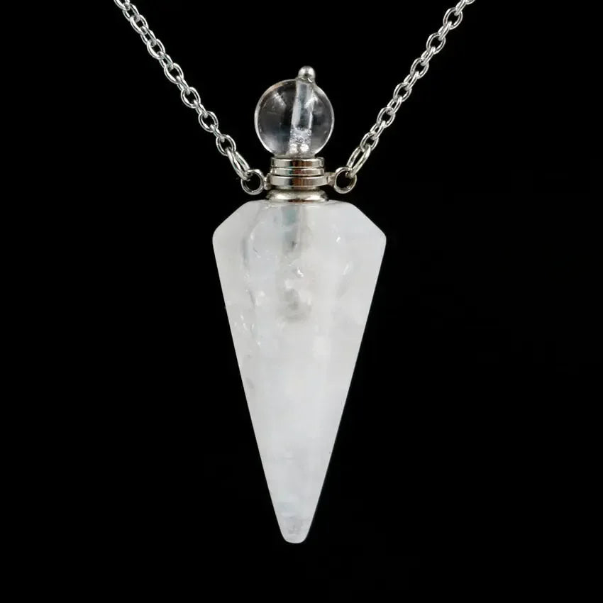 Natural crystal hexagon cone bottle pendant necklace female fashion OL refined oil bottle collar accessories - CRYSTALOIL