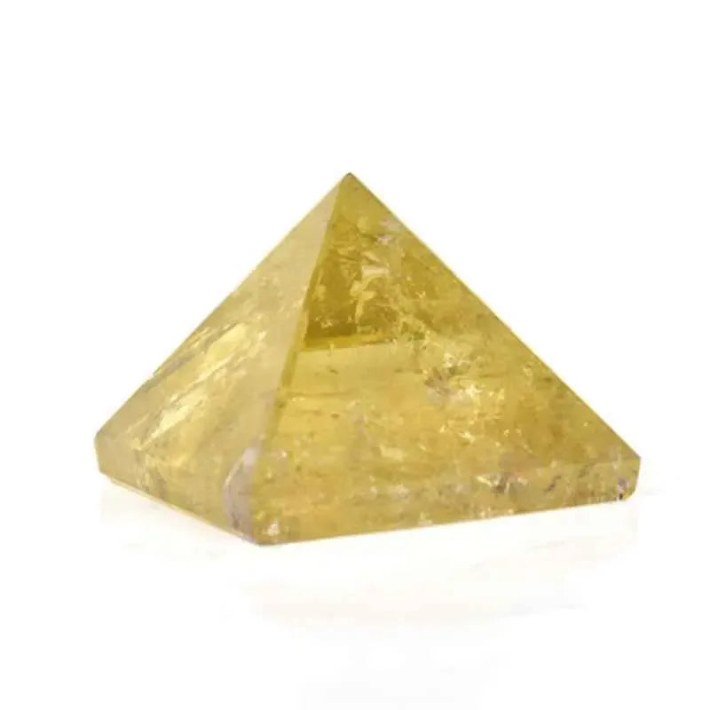 Natural Citrine Pyramid , crafted to harness the uplifting properties of this golden gemstone. This pyramid serves as a powerful symbol of positivity and abundance, - CRYSTALOIL