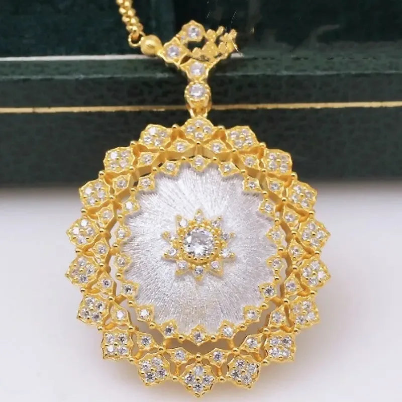 Light Luxury 925 Silver Brushed Pendant Necklace - CRYSTALOIL