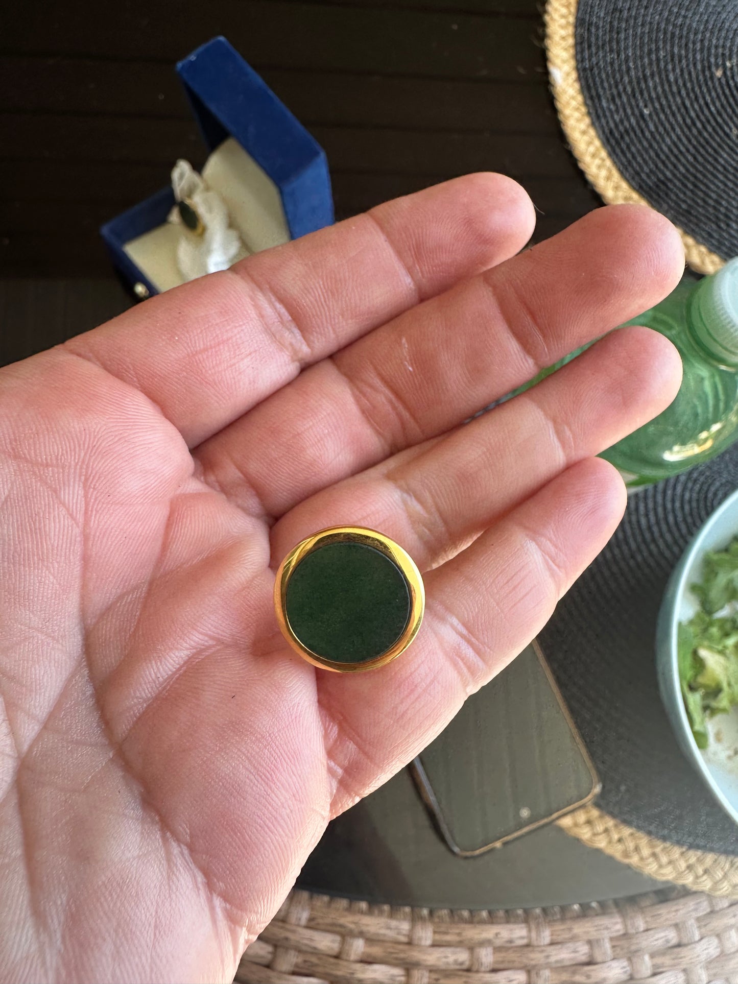 18 Carat Gold Natural Aventurine Stone Cufflinks – Luxury Men's Accessory