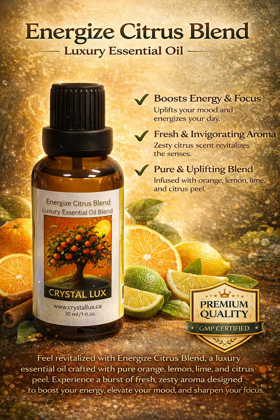 Box of 4 Energize Citrus Luxury Essential Oil Blend – Orange, Lemon & Lime