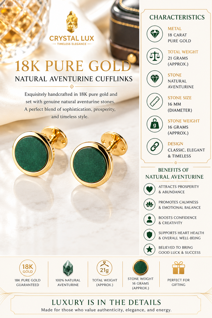 18 carat gold with Natural stone Cufflinks