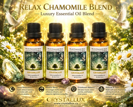 4 Bottles Relax Chamomile Luxury Essential Oil Blend – Frankincense & Sandalwood