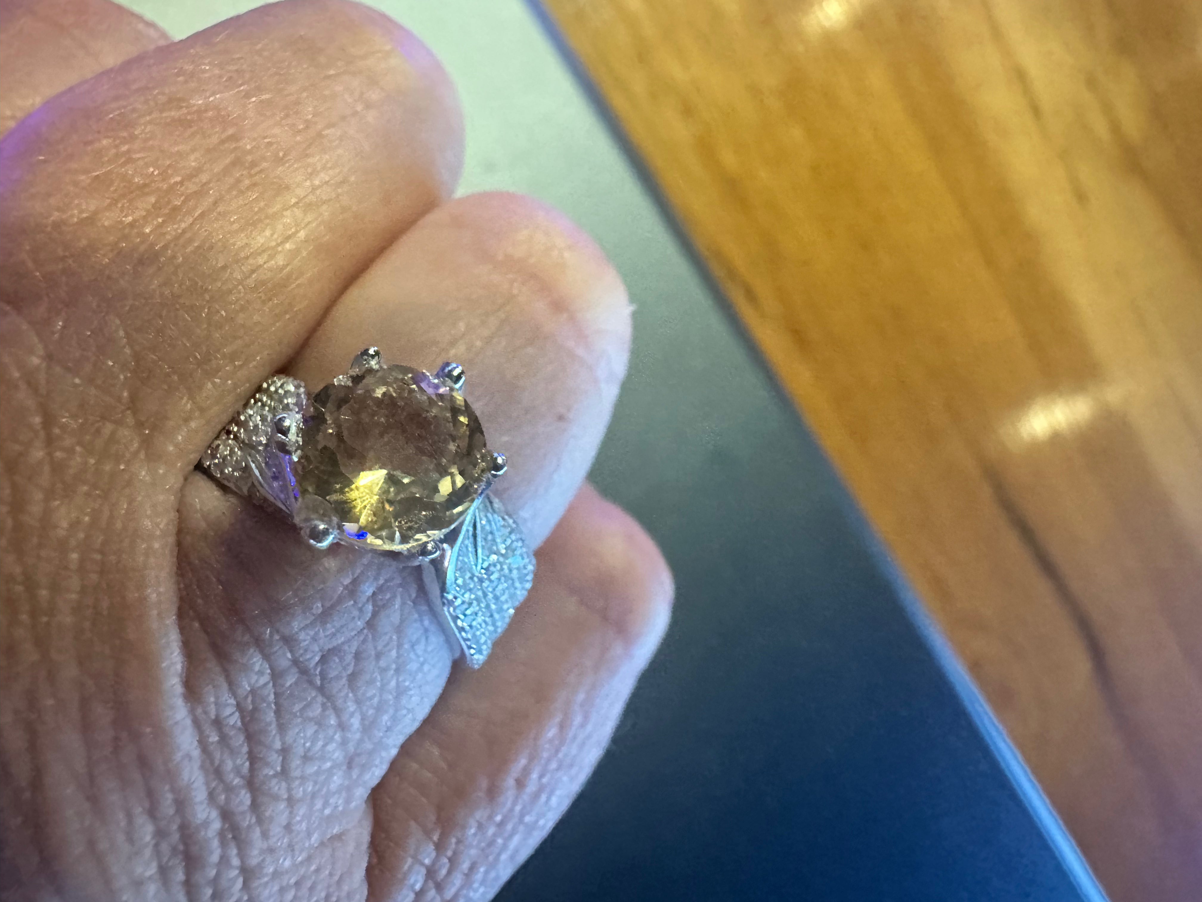 Crystallux Brand Sterling  Silver natural citrine  Ring with VGL certificate