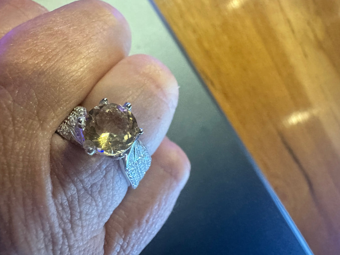 Crystallux Brand Sterling  Silver natural citrine  Ring with VGL certificate