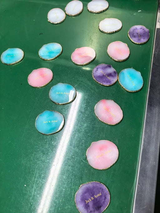 12 imprinted agate coasters