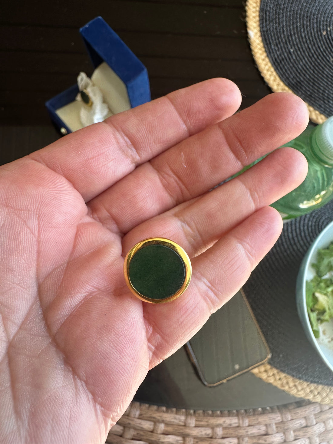 Solid Gold 18 carat gold with natural aventurine stone  cufflink by Crystal luxury