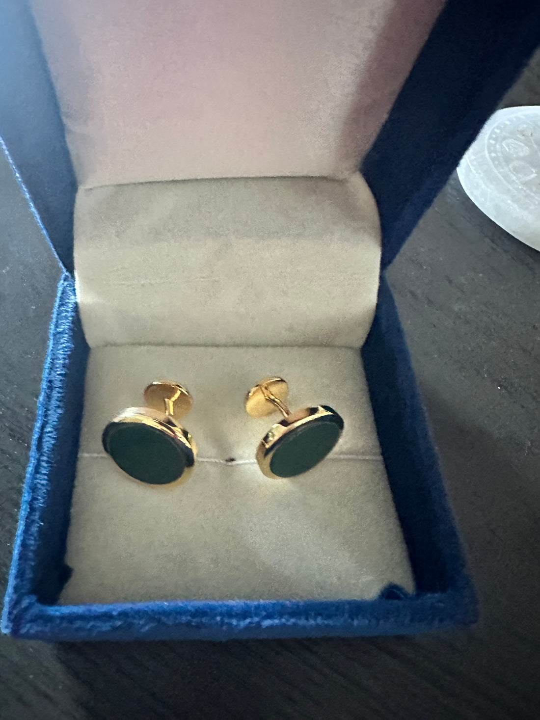 Solid Gold 18 carat gold with natural aventurine stone  cufflink by Crystal luxury