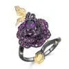 Handmade Silver Amethyst Rose Garland Adjustable Ring - CRYSTALOIL