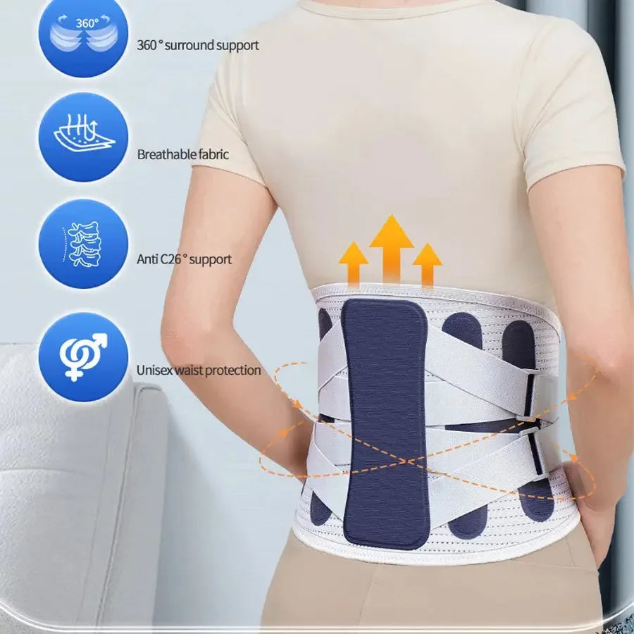 Back Brace Support Belt for Lower Back Pain Relief Adjustable Men Women Waist Lumbar Support Sciatica Scoliosis Herniated Disc - CRYSTALOIL