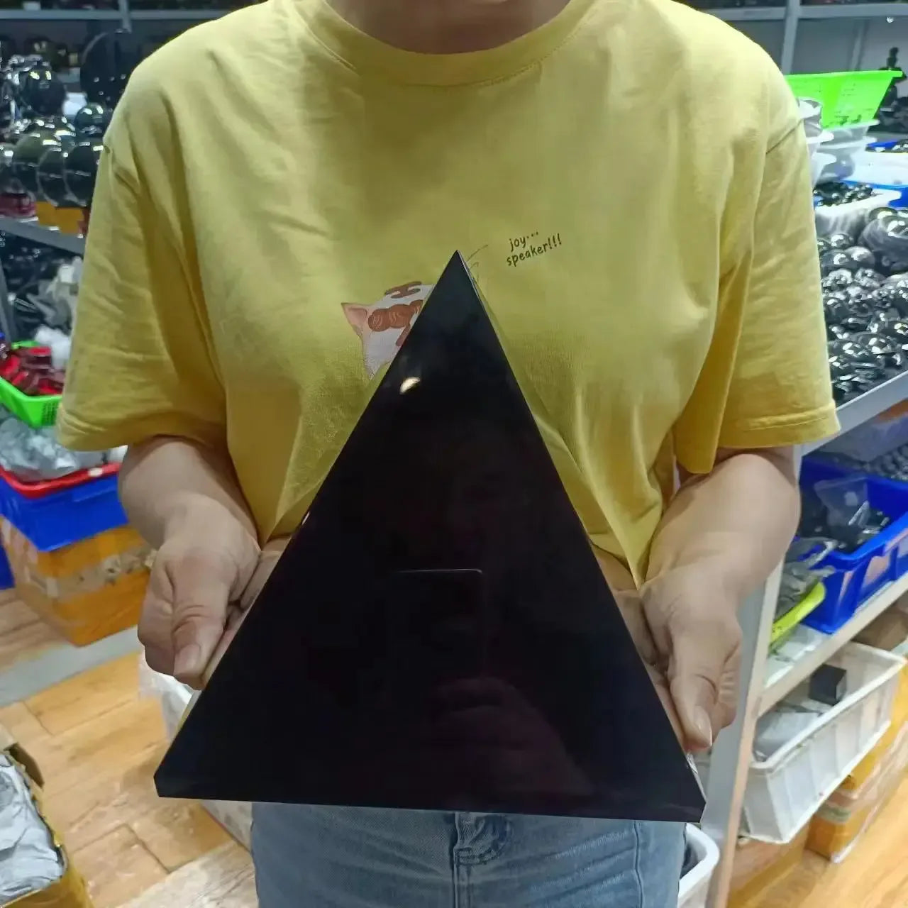 Huge Natural Mineral Black Tourmaline Crystal Point Healing Reiki Stone Pyramid Triangled Crystal Point Wholesale Degaussing Gem - CRYSTALOIL