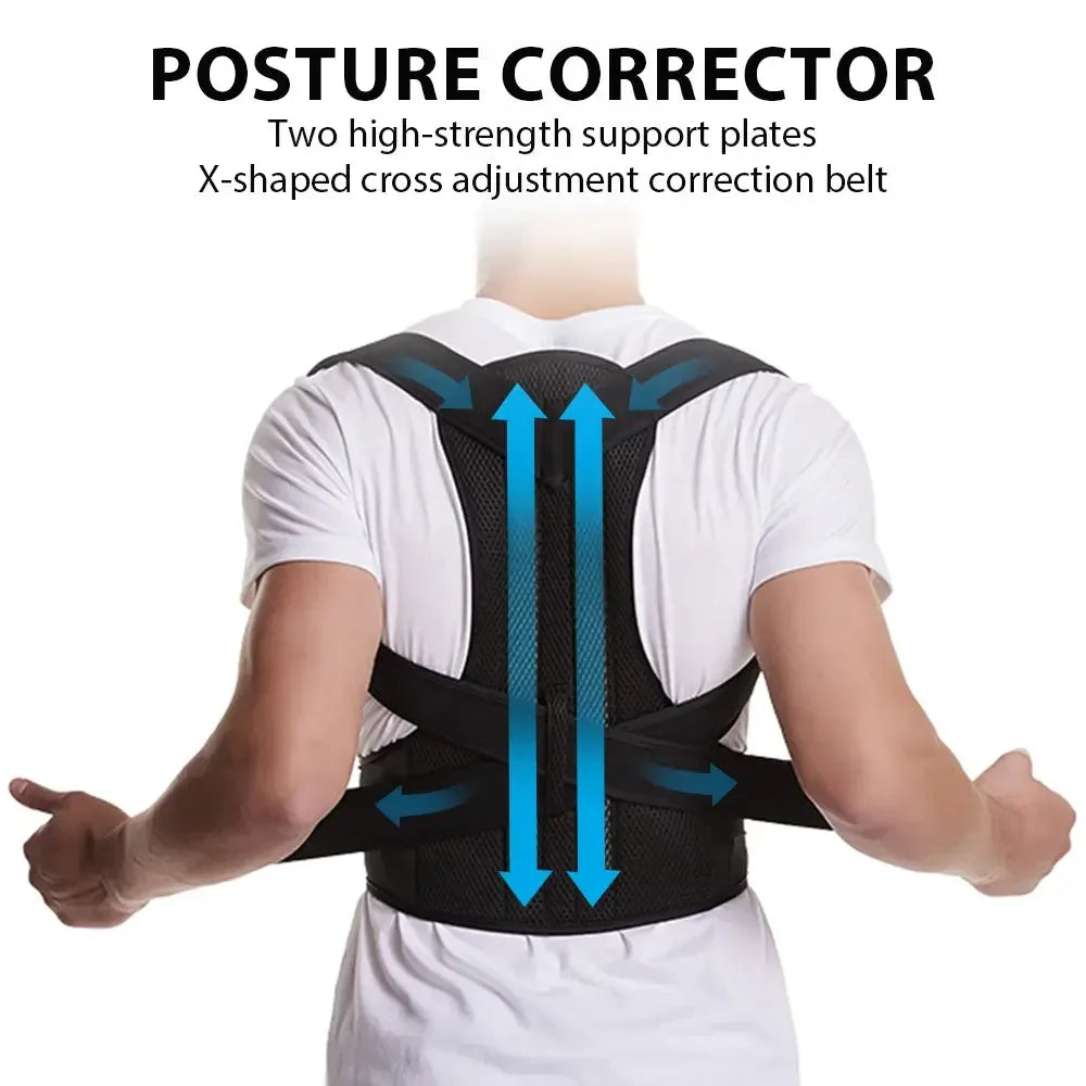 Back Brace Posture Corrector for Women & Men, Adjustable Back Lumbar Support Belt Shoulder Posture Support for Improve Scoliosis - CRYSTALOIL