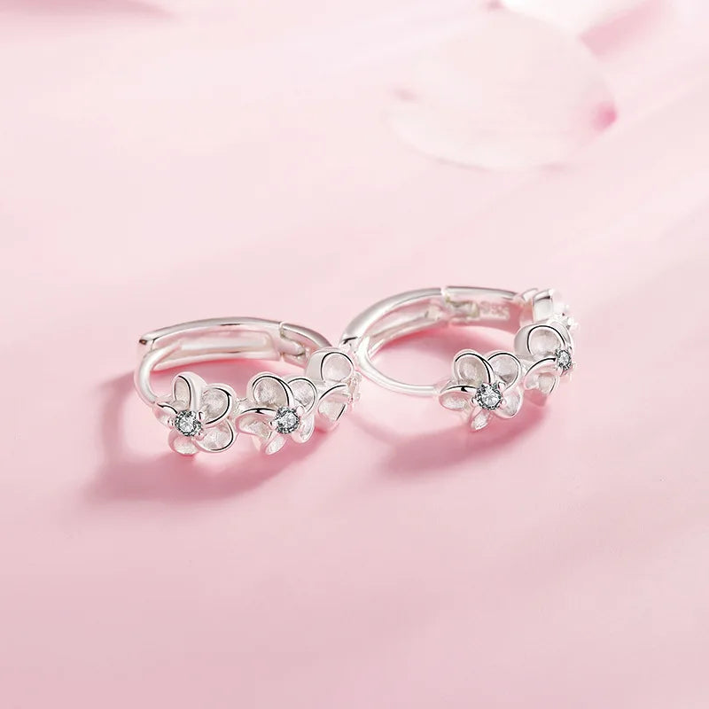 Top Sale 925 Sterling Silver Needle Earrings for Women&#39;s Wedding Fashion High Quality Jewelry Crystal Zircon Flower Cute Stud - CRYSTALOIL