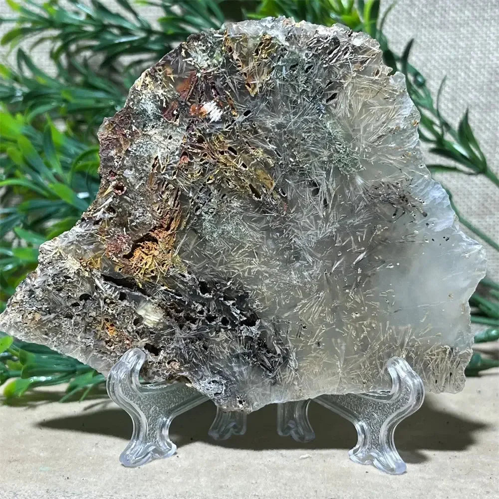 Crystal Natural Agate Rutile Slab Slice Stone Reiki Quartz - CRYSTALOIL