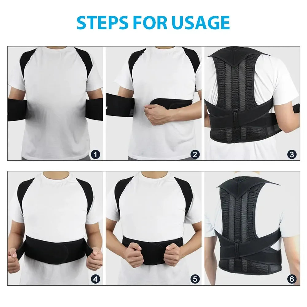 Back Brace Posture Corrector for Women & Men, Adjustable Back Lumbar Support Belt Shoulder Posture Support for Improve Scoliosis - CRYSTALOIL