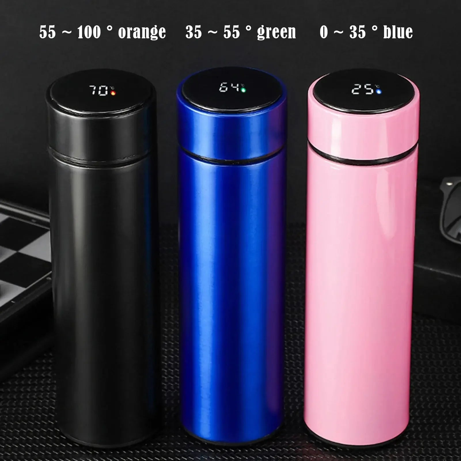 500ml Smart Vacuum Insulated Stainless Steel Water Bottle LED Temperature Display Spill Proof Portable for Home Travel Sports - CRYSTALOIL
