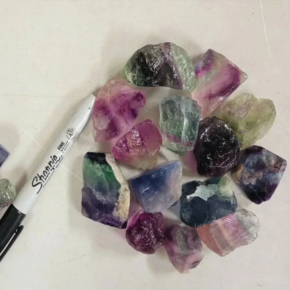 Raw Natural Rainbow Fluorite Crystals Rough Stones Mineral Healing Crystals Gemstones Specimens Collectible Home Decor - CRYSTALOIL