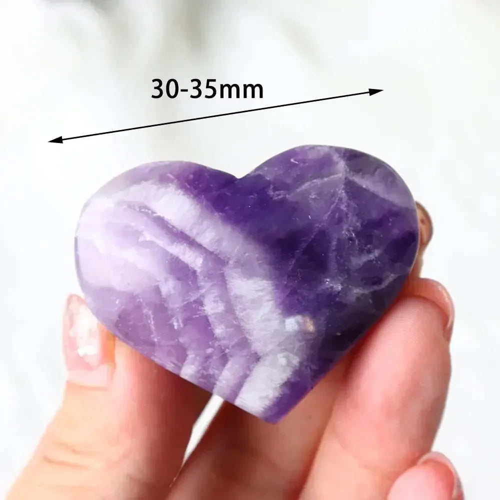 1pc Natural Purple Quartz Dream Amethyst Heart Shape Crystal Carving Healing Stones Energy Gemstone Home Decoration - CRYSTALOIL