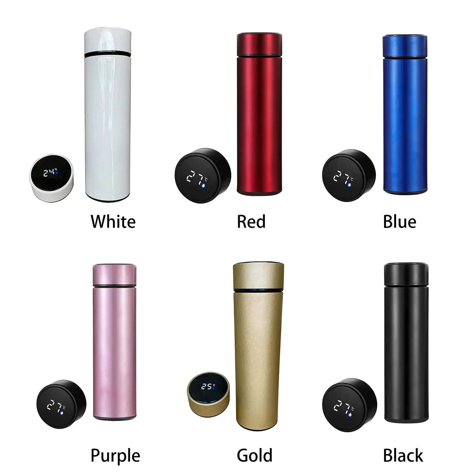 500ml Smart Vacuum Insulated Stainless Steel Water Bottle LED Temperature Display Spill Proof Portable for Home Travel Sports - CRYSTALOIL