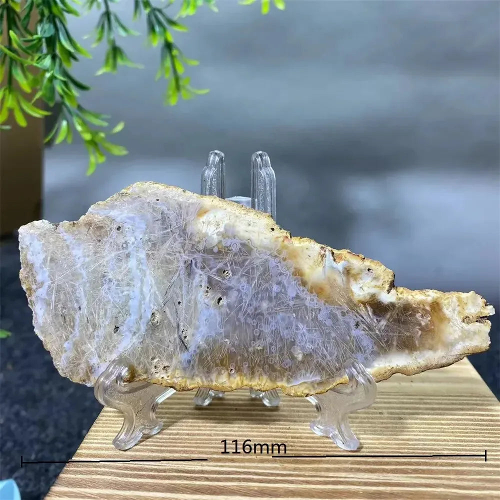 Crystal Natural Agate Rutile Slab Slice Stone Reiki Quartz - CRYSTALOIL