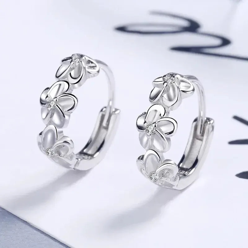 Top Sale 925 Sterling Silver Needle Earrings for Women&#39;s Wedding Fashion High Quality Jewelry Crystal Zircon Flower Cute Stud - CRYSTALOIL
