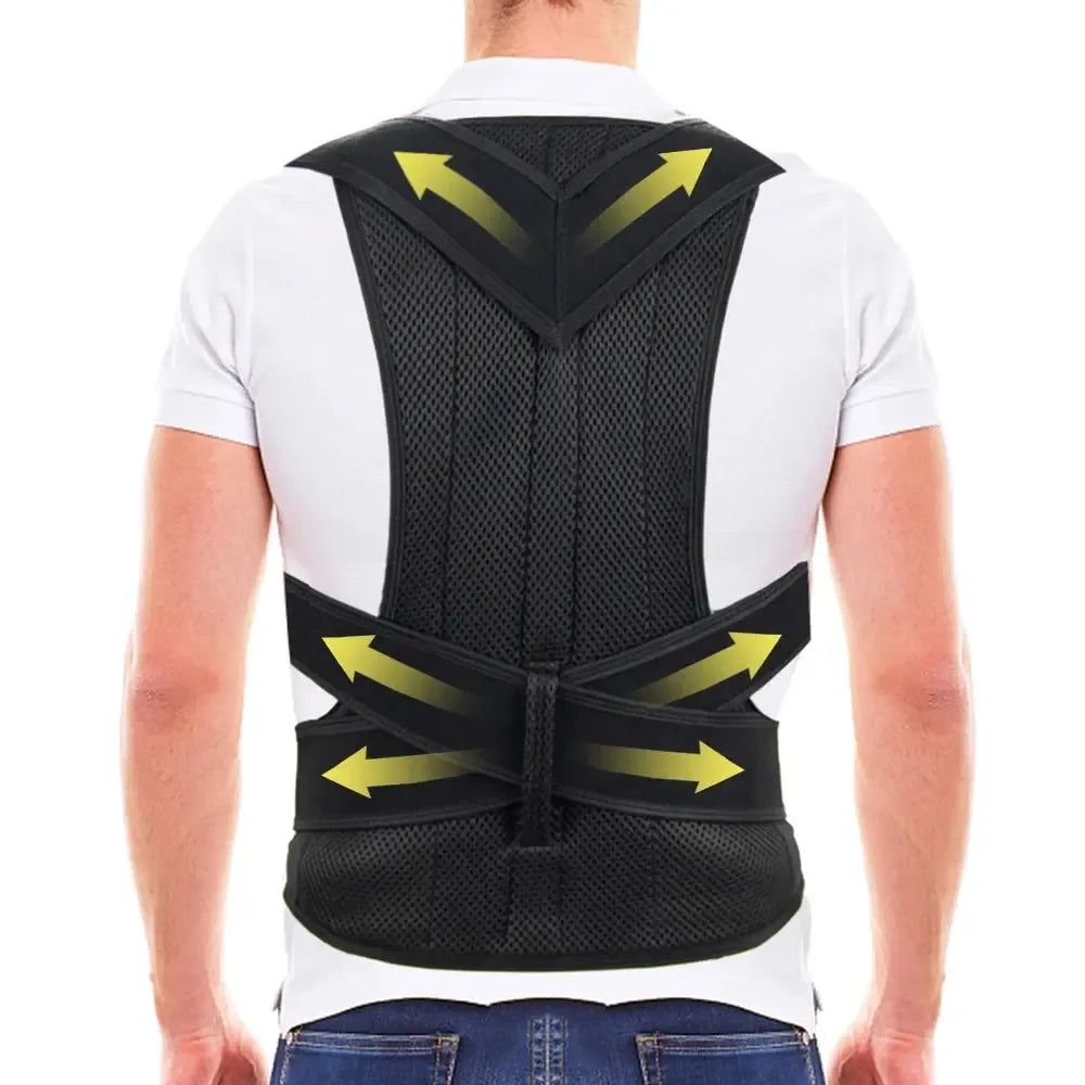 Back Brace Posture Corrector for Women & Men, Adjustable Back Lumbar Support Belt Shoulder Posture Support for Improve Scoliosis - CRYSTALOIL