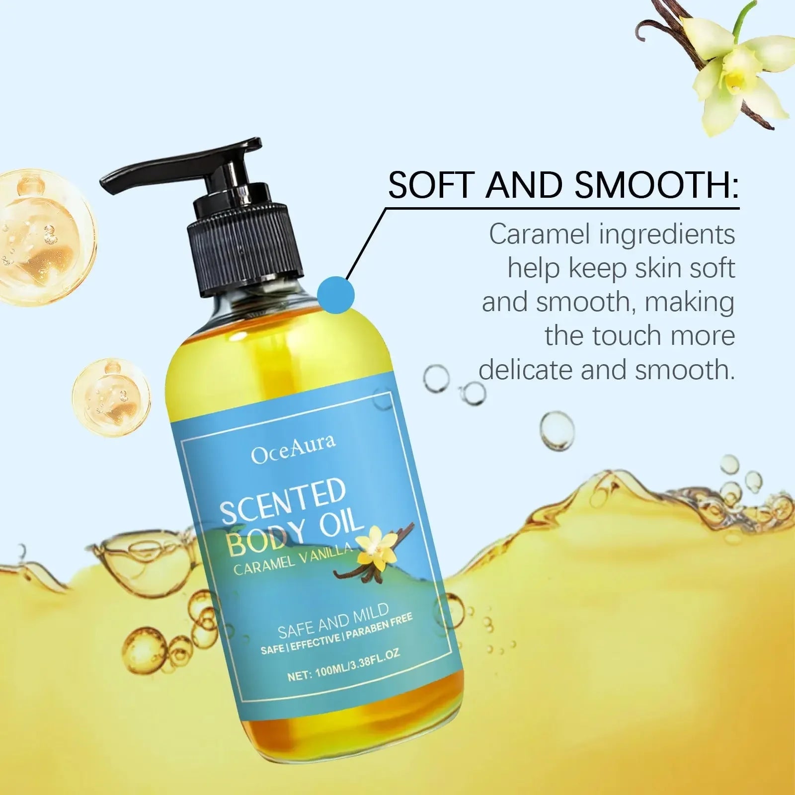 Vanilla Body Massage Oil Improve Moisturizing Relieve Stress - CRYSTALOIL