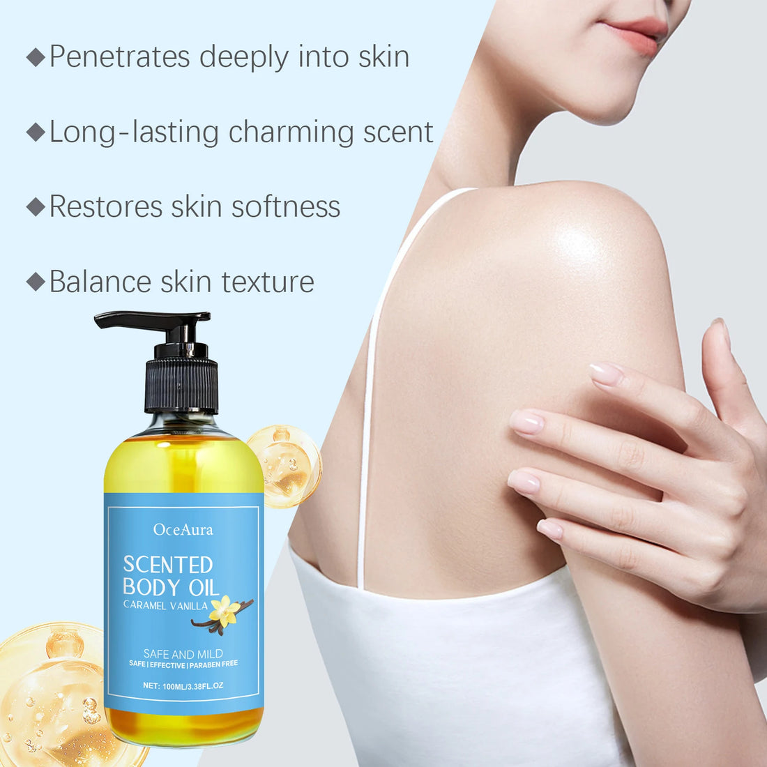 Vanilla Body Massage Oil Improve Moisturizing Relieve Stress