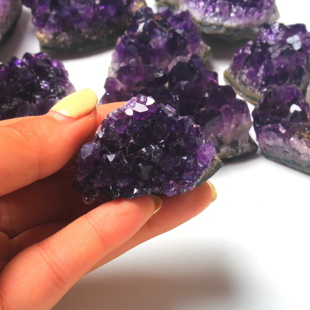Natural Amethyst ore raw stone Purple Crystals Cluster Druzy Geode Mineral Rock Healing Quartz Point Energy Wand Crafts - CRYSTALOIL