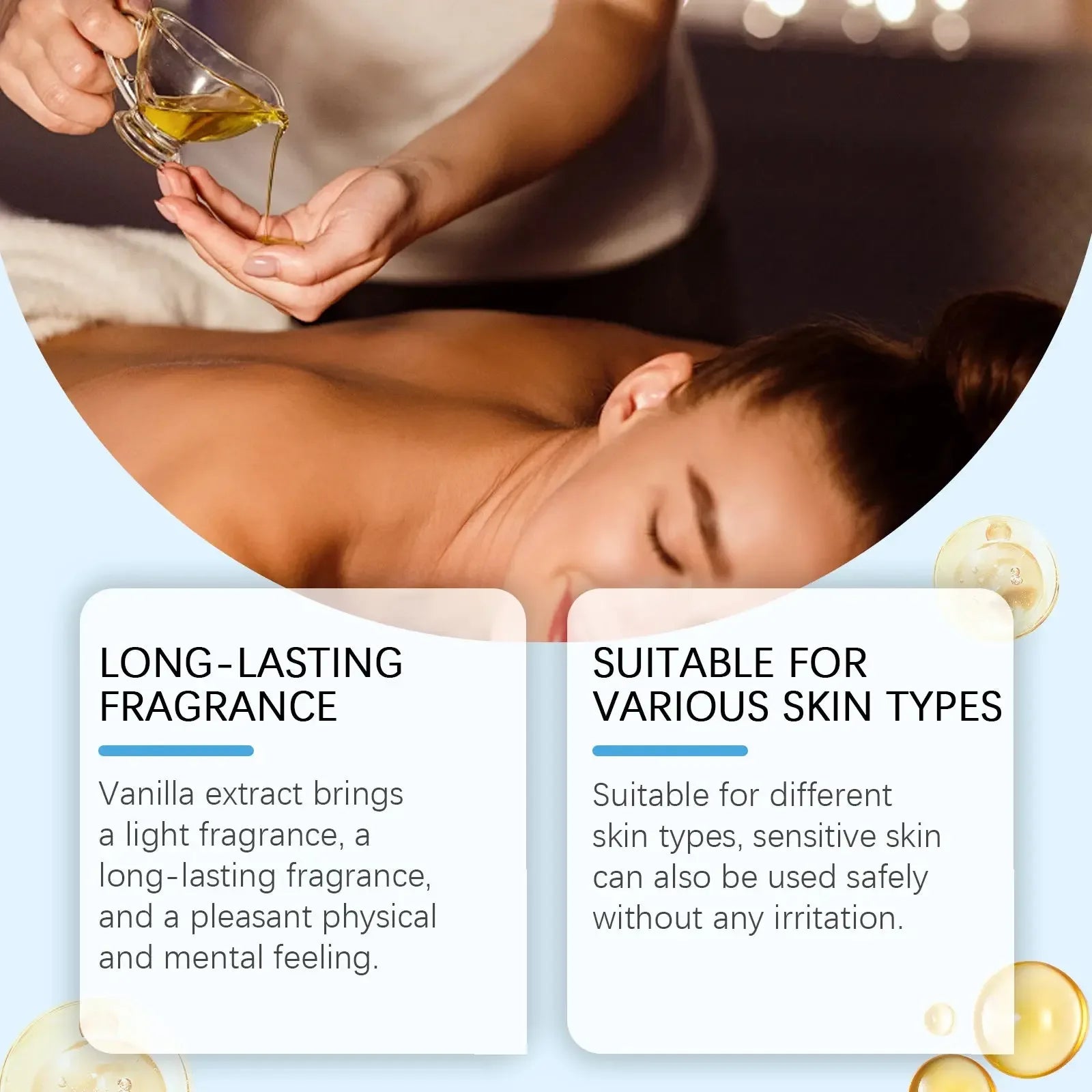 Vanilla Body Massage Oil Improve Moisturizing Relieve Stress - CRYSTALOIL