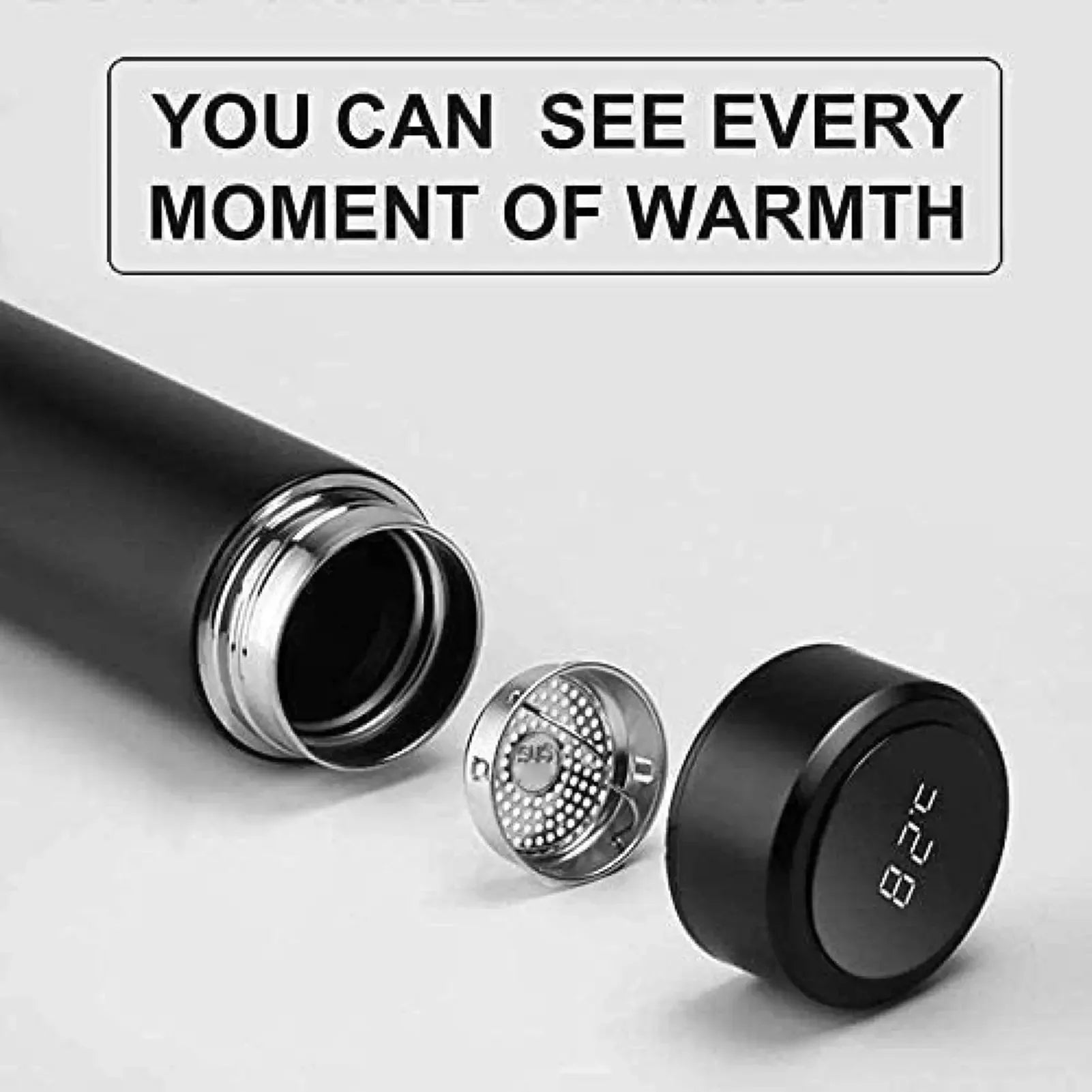 500ml Smart Vacuum Insulated Stainless Steel Water Bottle LED Temperature Display Spill Proof Portable for Home Travel Sports - CRYSTALOIL