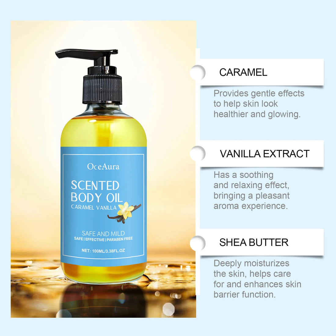 Vanilla Body Massage Oil Improve Moisturizing Relieve Stress