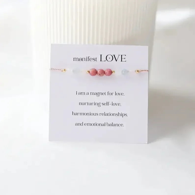 Aquamarine Moonstone Love Embodies Crystal Rose Pyroxene Bracelet - CRYSTALOIL