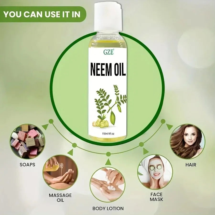 GZE Neem Oil for Skin, Hair Growth Undiluted Cold-Pressed - CRYSTALOIL