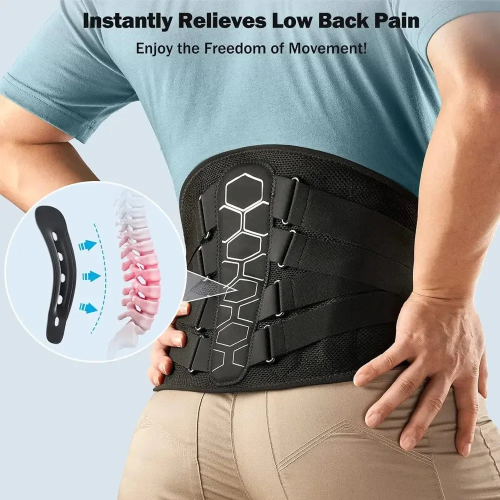 Lower Back Brace for Pain Relief,Back Support Belt, Flexible Lumbar Support Waist Belt for Lifting At Work,Scoliosis Pain Relief - CRYSTALOIL