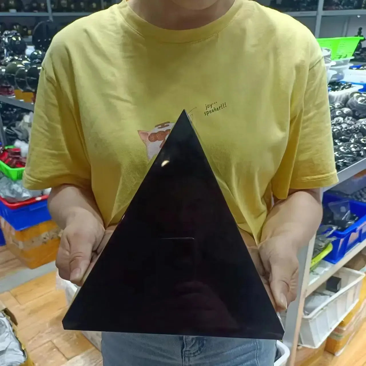 Huge Natural Mineral Black Tourmaline Crystal Point Healing Reiki Stone Pyramid Triangled Crystal Point Wholesale Degaussing Gem - CRYSTALOIL