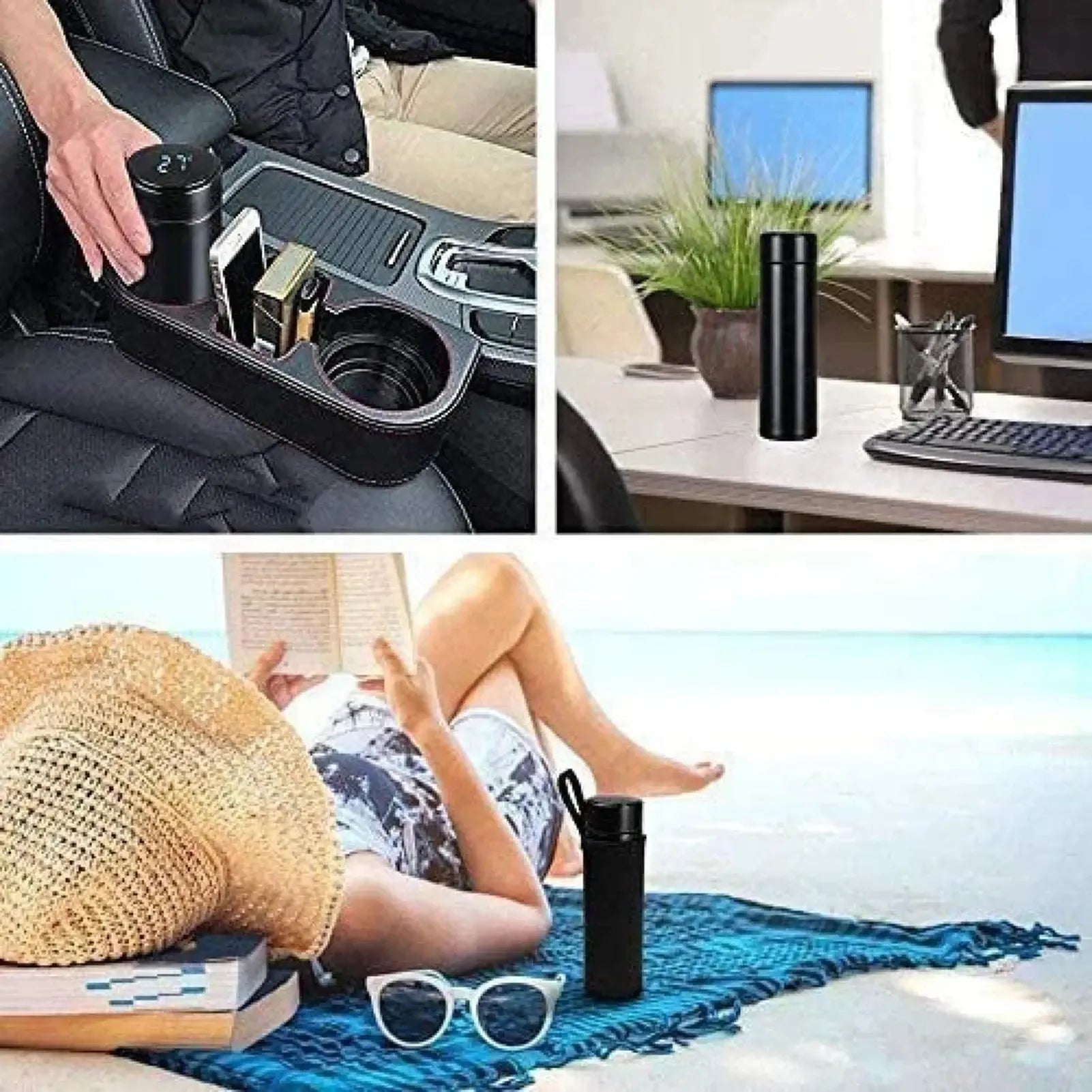 500ml Smart Vacuum Insulated Stainless Steel Water Bottle LED Temperature Display Spill Proof Portable for Home Travel Sports - CRYSTALOIL