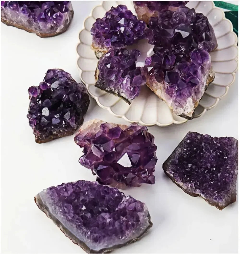 Natural Amethyst ore raw stone Purple Crystal Geode Mineral Rock Healing Quartz - CRYSTALOIL