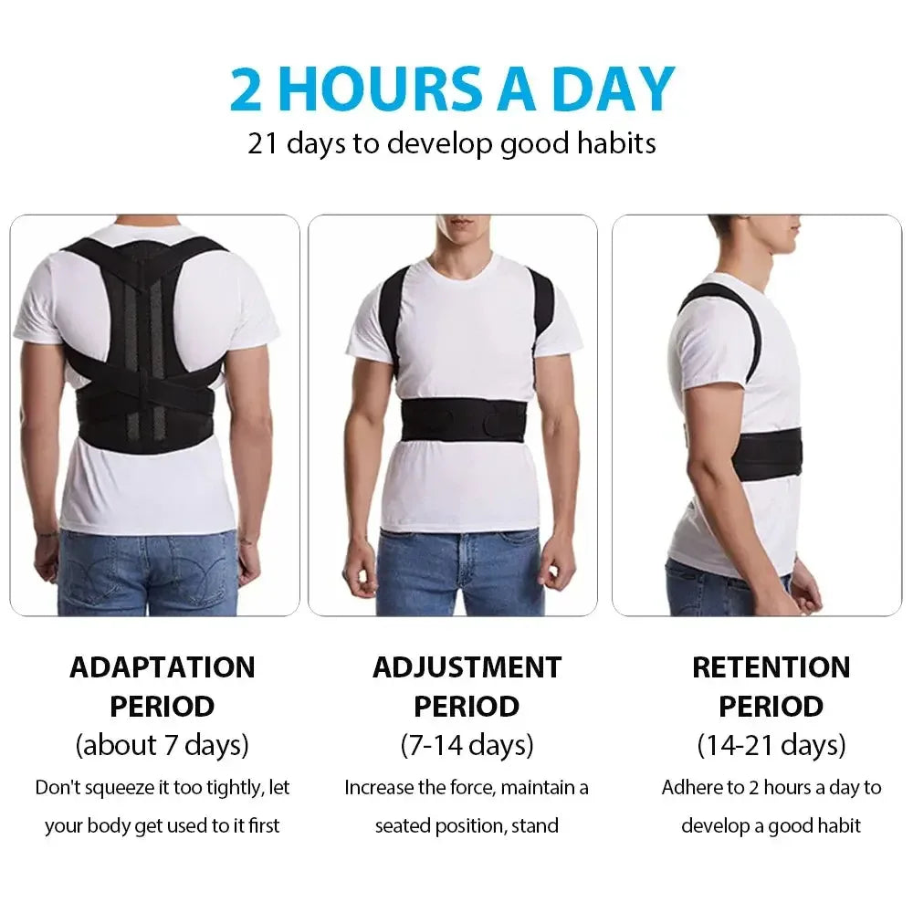 Back Brace Posture Corrector for Women & Men, Adjustable Back Lumbar Support Belt Shoulder Posture Support for Improve Scoliosis - CRYSTALOIL