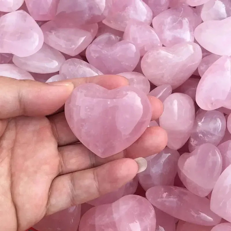 Natural Crystal Stone Love Heart Shape Big Heart Quartz Carving Reiki Healing Rose Quartz Love Crystal Decoration Crafts 20mm - CRYSTALOIL