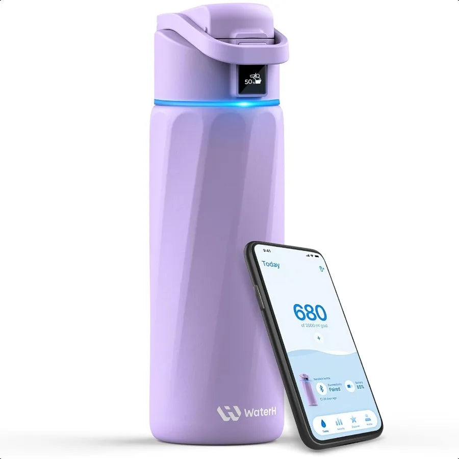 Boost Smart Water Bottle with Reminder to Drink Water 24oz BPAFree Stainl Steel Vacuum Insulated Water Bottle Wide Mouth Water